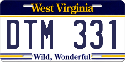 WV license plate DTM331