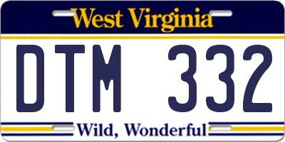 WV license plate DTM332