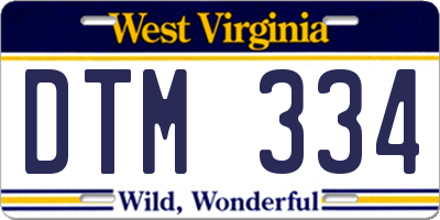 WV license plate DTM334