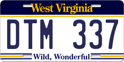WV license plate DTM337