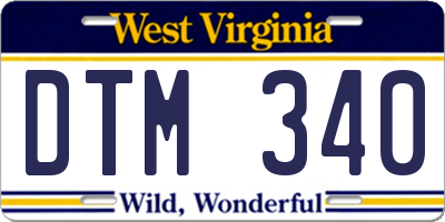 WV license plate DTM340