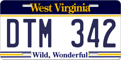 WV license plate DTM342