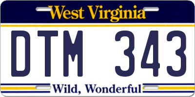 WV license plate DTM343