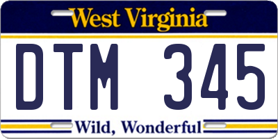 WV license plate DTM345