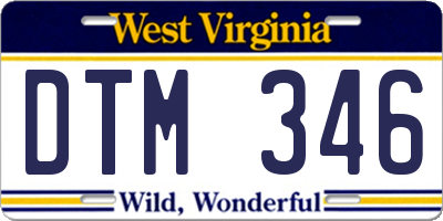 WV license plate DTM346