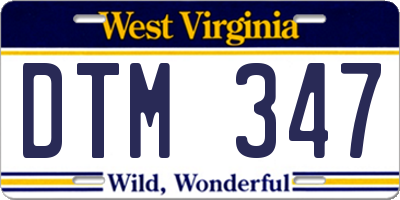 WV license plate DTM347