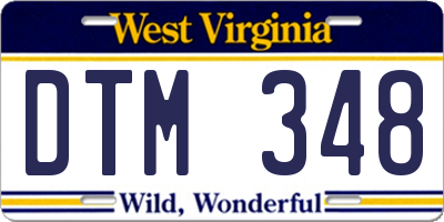 WV license plate DTM348