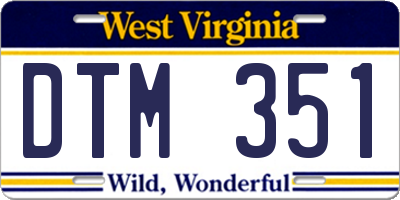 WV license plate DTM351