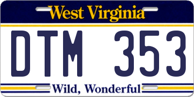 WV license plate DTM353