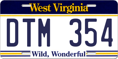 WV license plate DTM354
