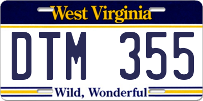 WV license plate DTM355