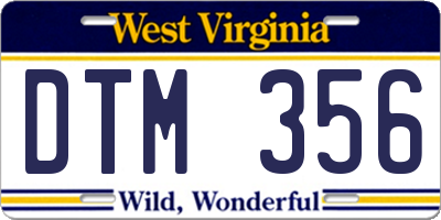 WV license plate DTM356