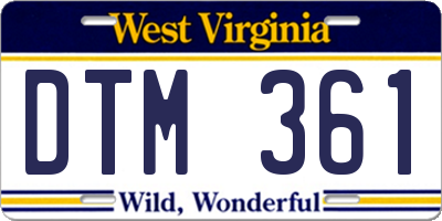 WV license plate DTM361