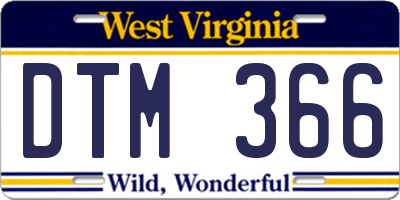 WV license plate DTM366