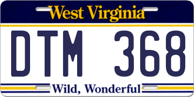 WV license plate DTM368