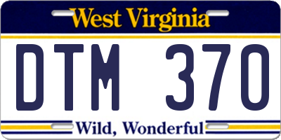 WV license plate DTM370