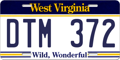 WV license plate DTM372