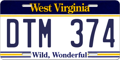 WV license plate DTM374