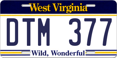 WV license plate DTM377