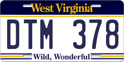 WV license plate DTM378