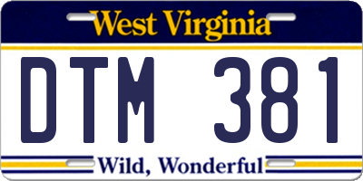 WV license plate DTM381