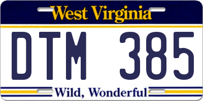 WV license plate DTM385