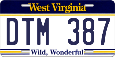 WV license plate DTM387