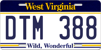 WV license plate DTM388