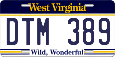 WV license plate DTM389