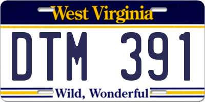 WV license plate DTM391