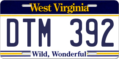 WV license plate DTM392