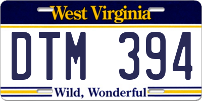 WV license plate DTM394