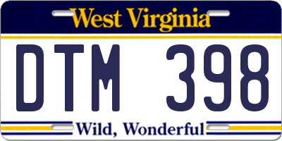 WV license plate DTM398