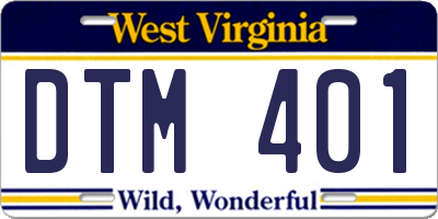 WV license plate DTM401