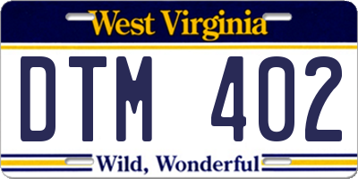 WV license plate DTM402