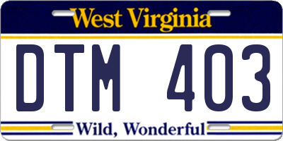 WV license plate DTM403