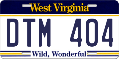 WV license plate DTM404