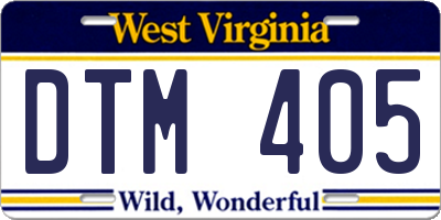 WV license plate DTM405