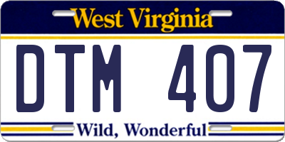 WV license plate DTM407