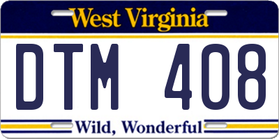 WV license plate DTM408
