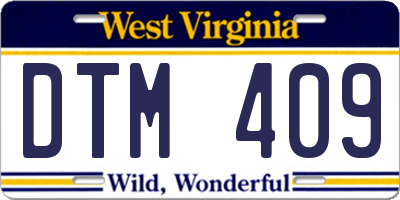 WV license plate DTM409