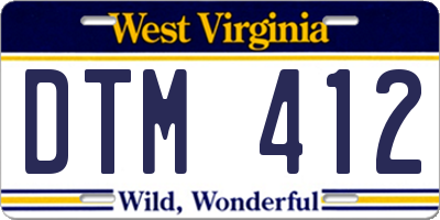 WV license plate DTM412