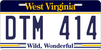 WV license plate DTM414