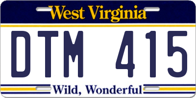 WV license plate DTM415