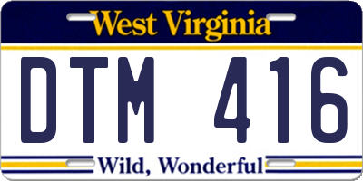 WV license plate DTM416
