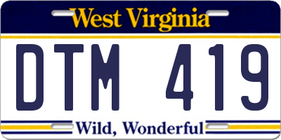 WV license plate DTM419