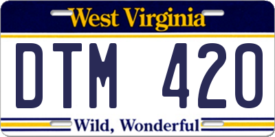 WV license plate DTM420