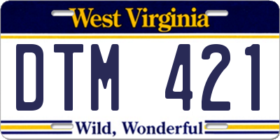 WV license plate DTM421