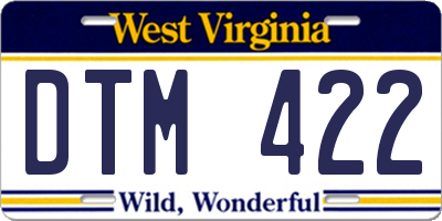 WV license plate DTM422