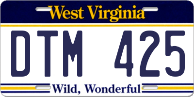 WV license plate DTM425